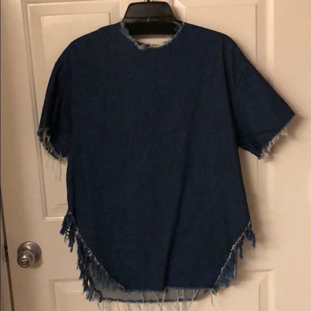 Distressed denim top